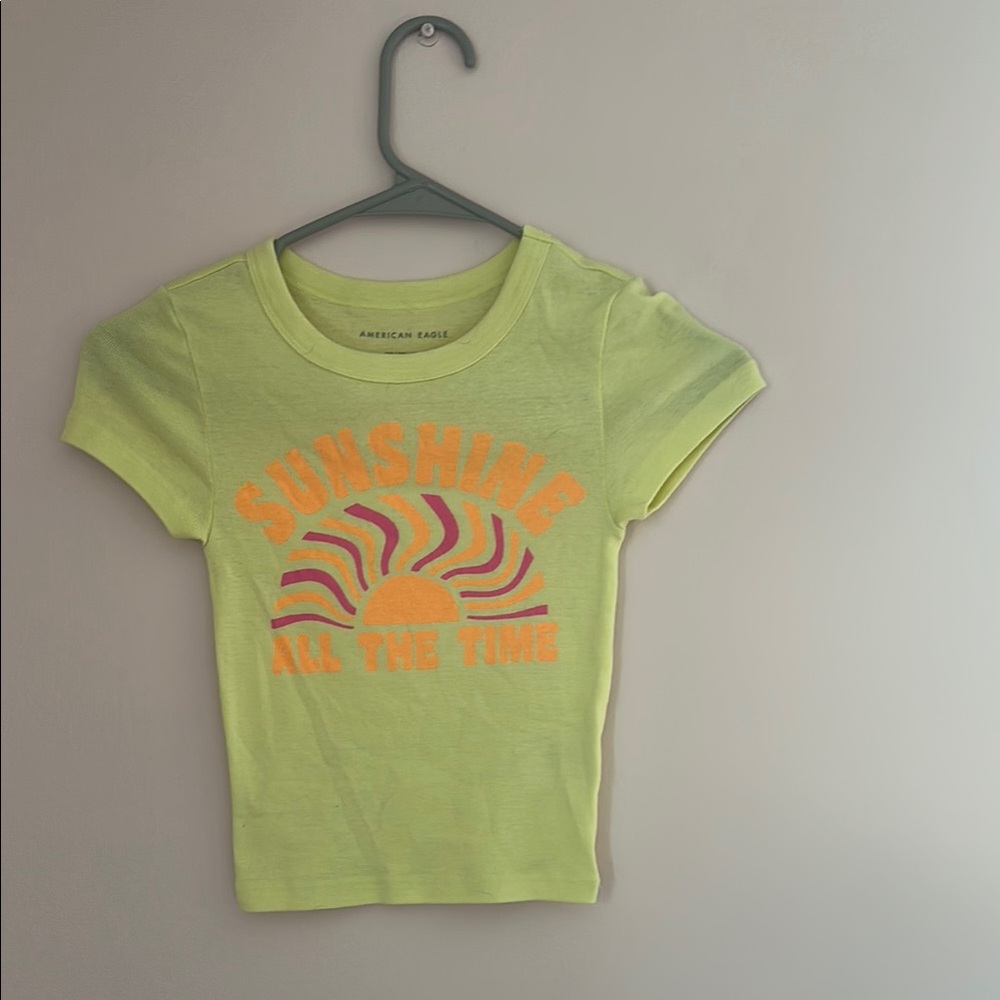 American Eagle Cropped Hey Baby Tee